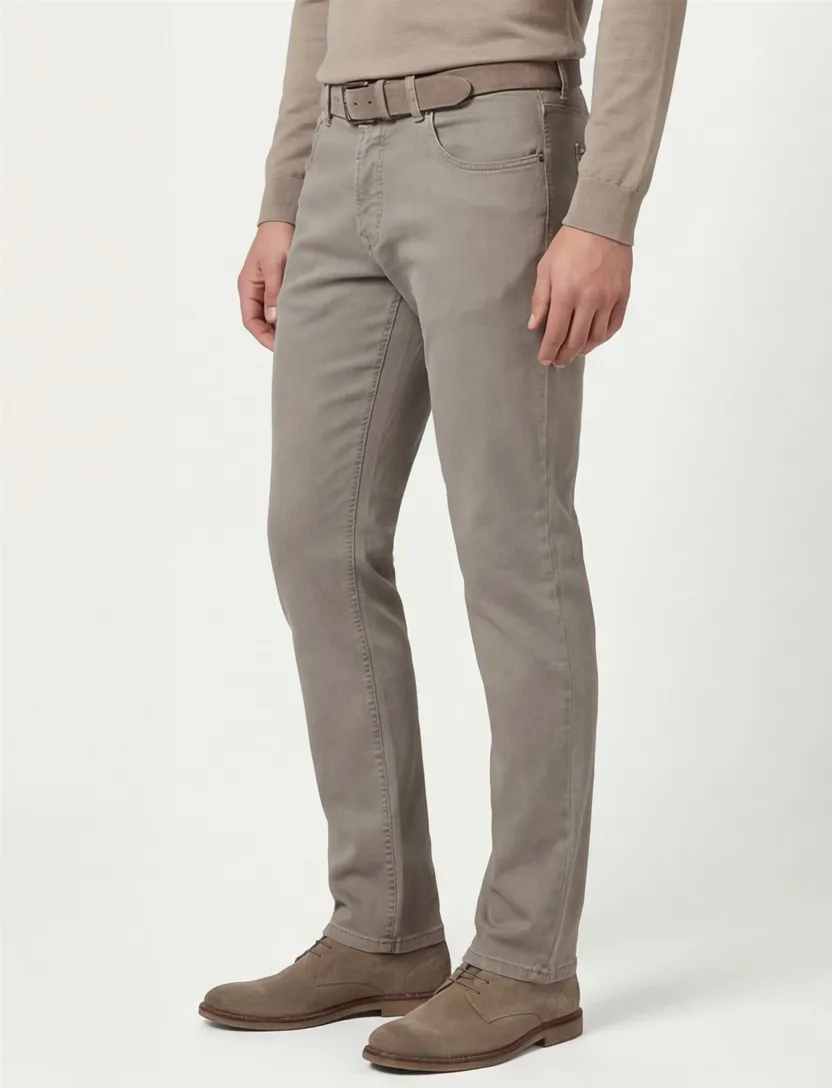 Gardeur broek katoen slim fit lichtbruin