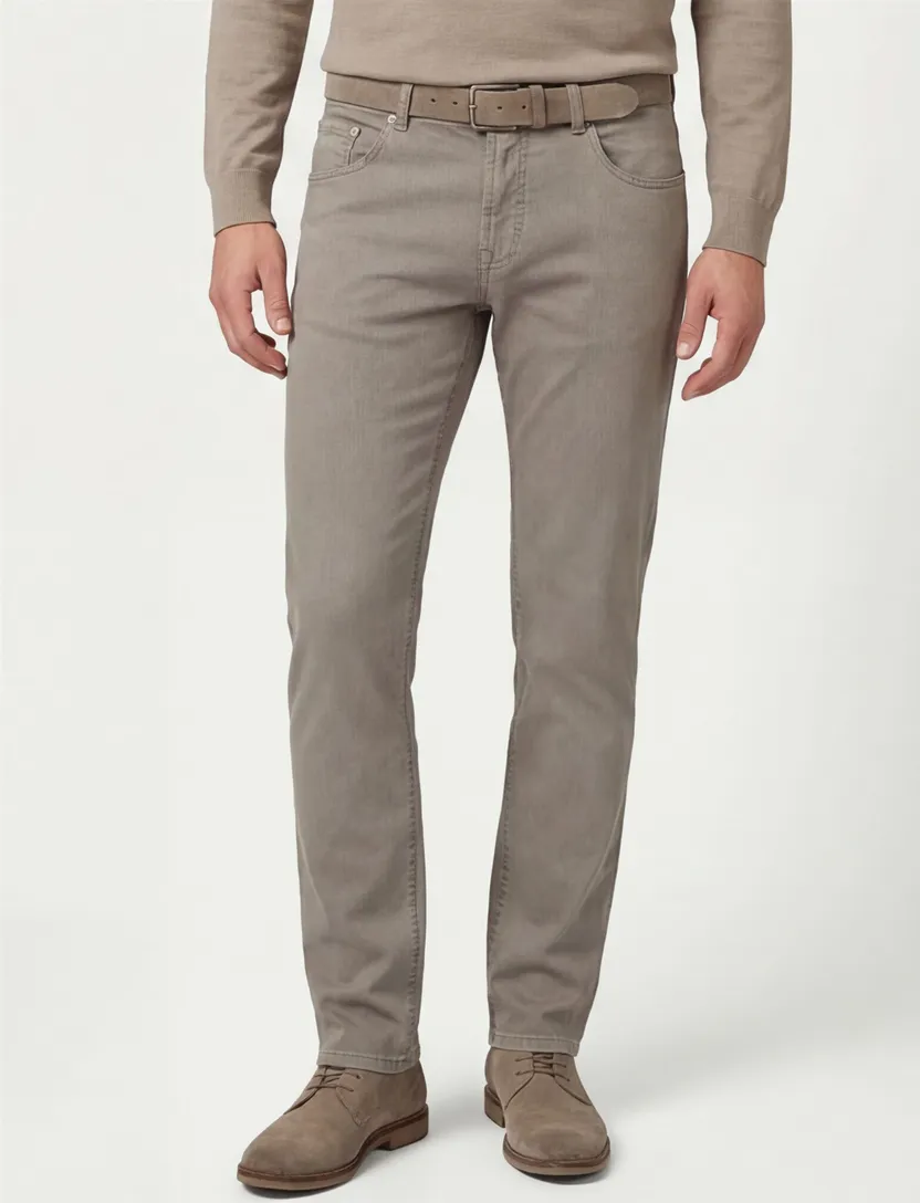 Gardeur broek katoen slim fit lichtbruin