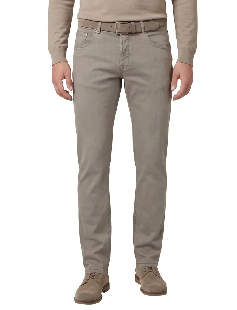 Gardeur broek katoen slim fit lichtbruin