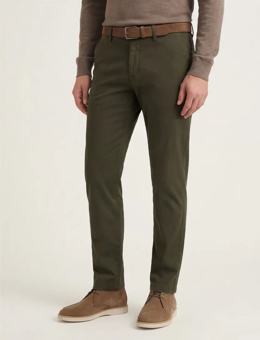 Gardeur Savage chino legergroen lyocell effen