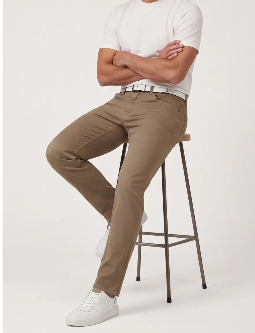 Gardeur jeans Bill beige effen katoen