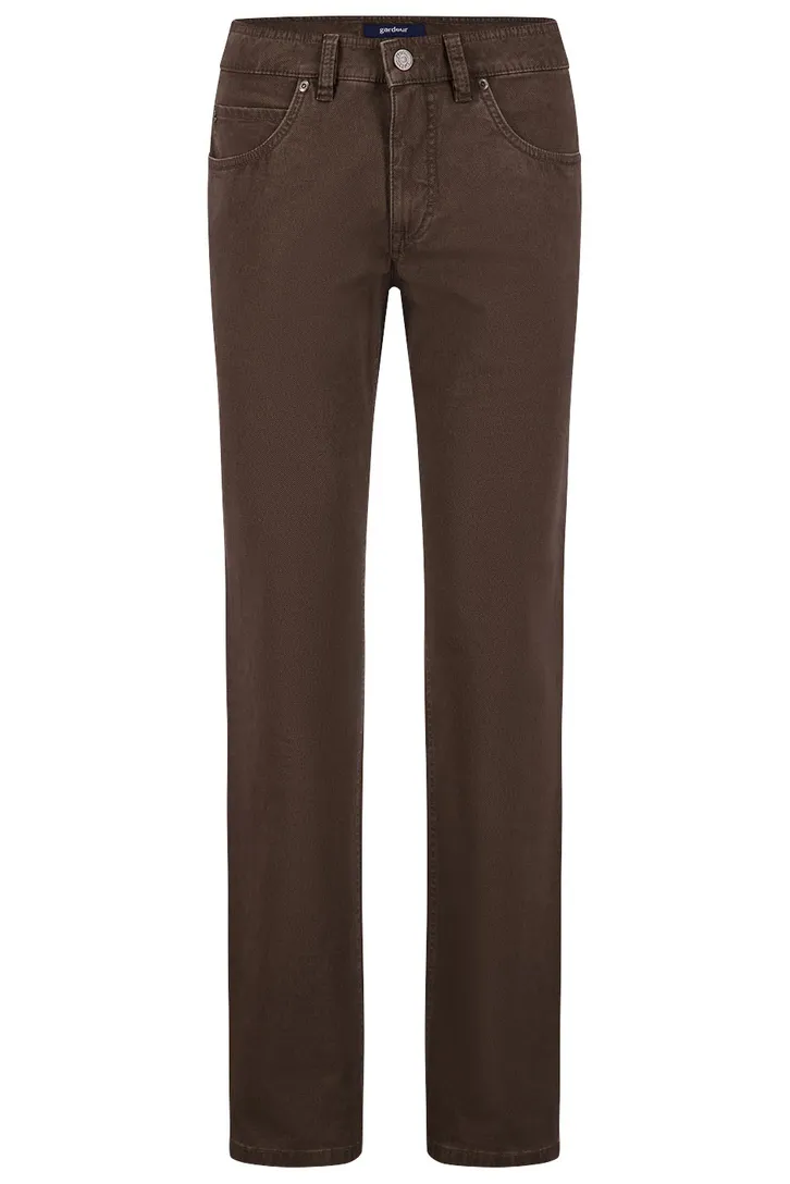 Gardeur jeans Bill donkerbruin effen katoen modern fit