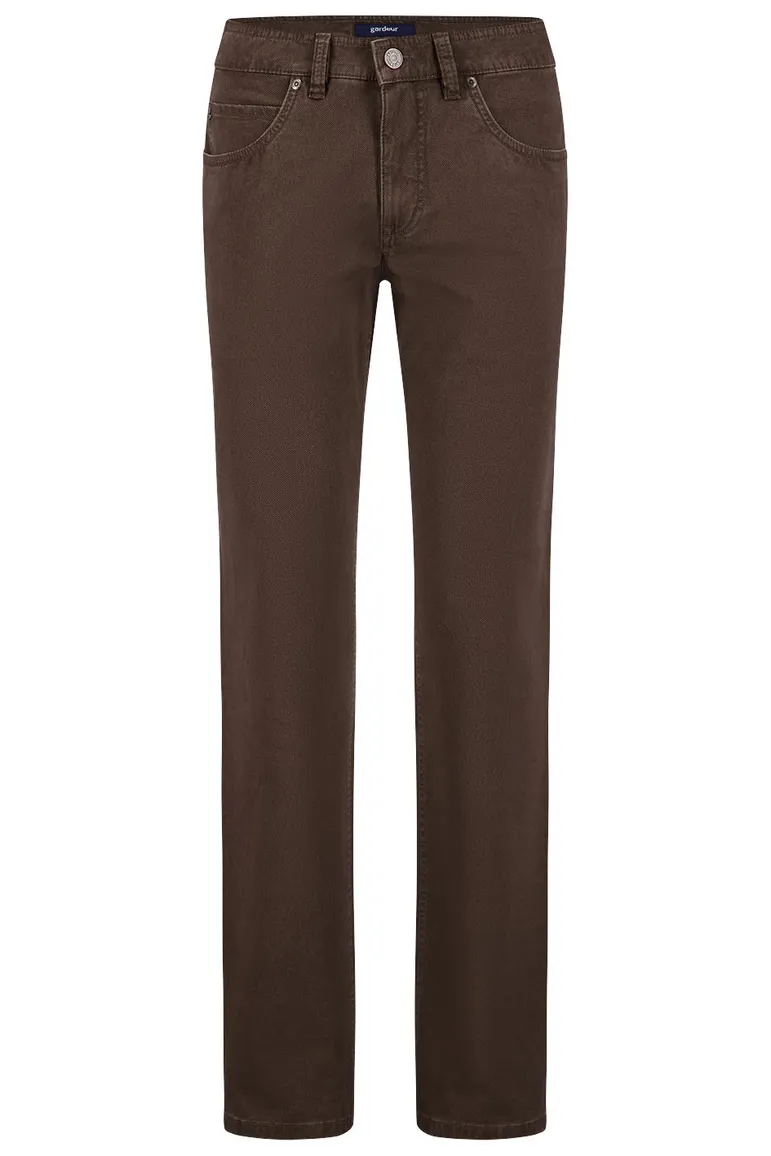 Gardeur jeans donkerbruin Bill effen katoen