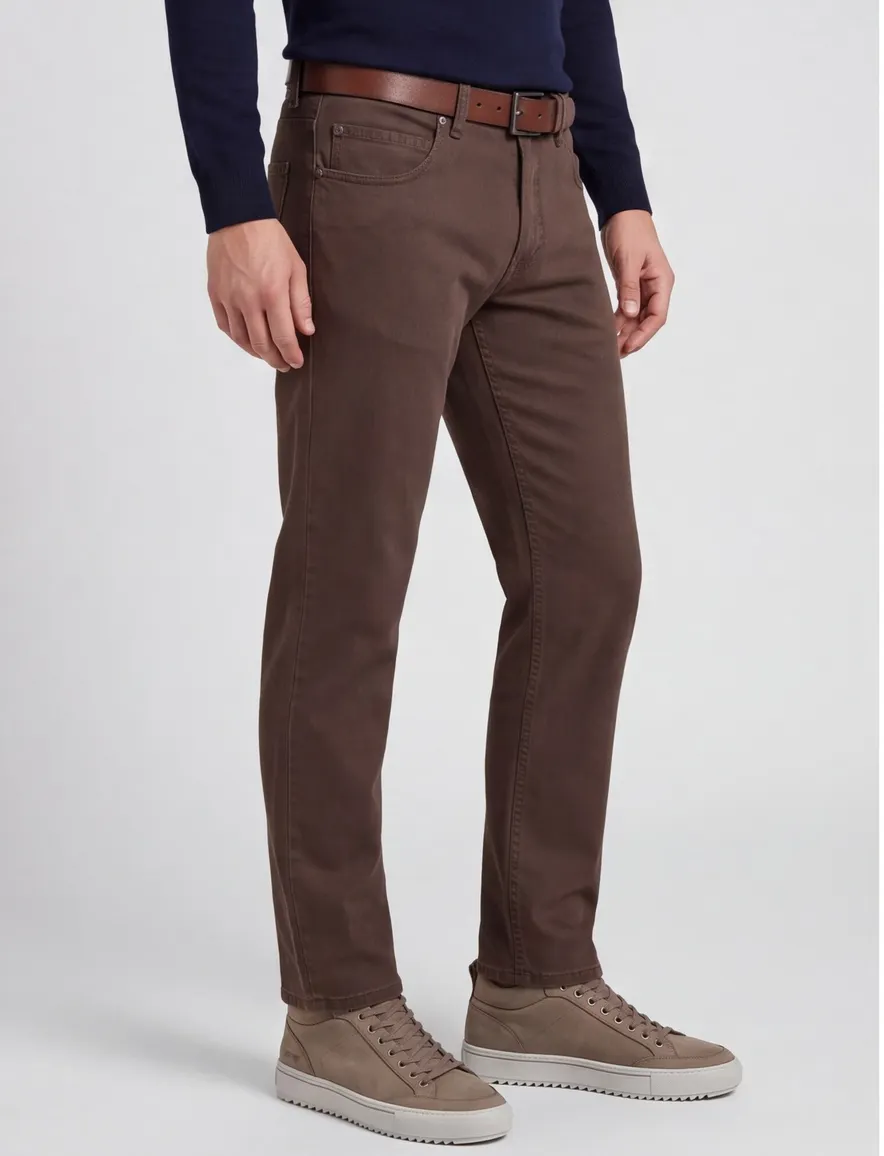 Gardeur jeans donkerbruin Bill effen katoen