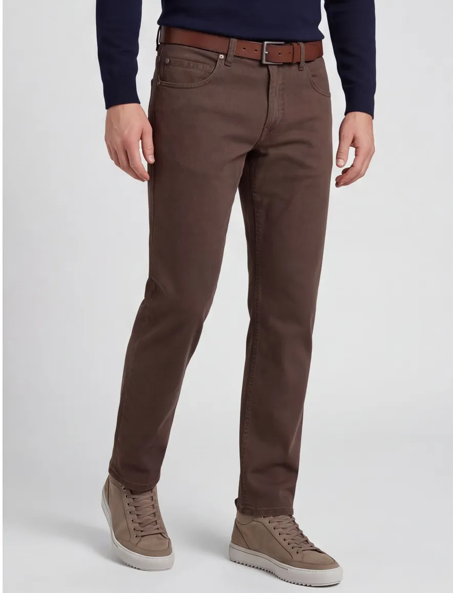 Gardeur jeans donkerbruin Bill effen katoen
