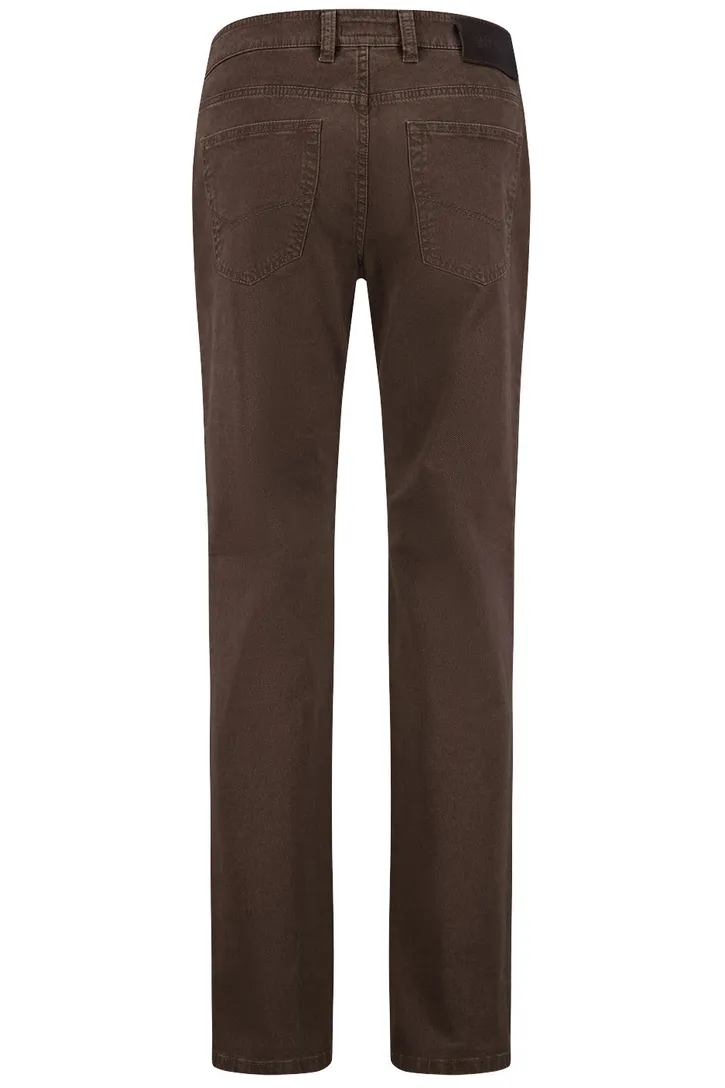 Gardeur jeans Bill donkerbruin effen katoen modern fit