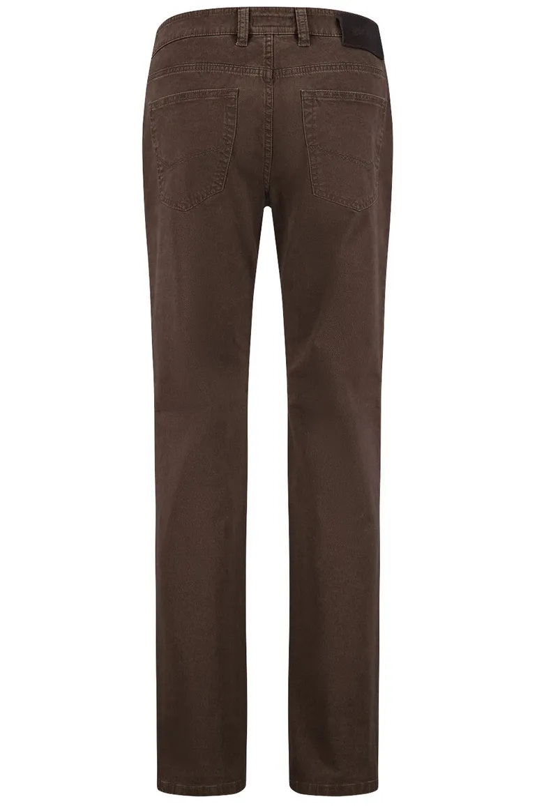 Gardeur jeans donkerbruin Bill effen katoen