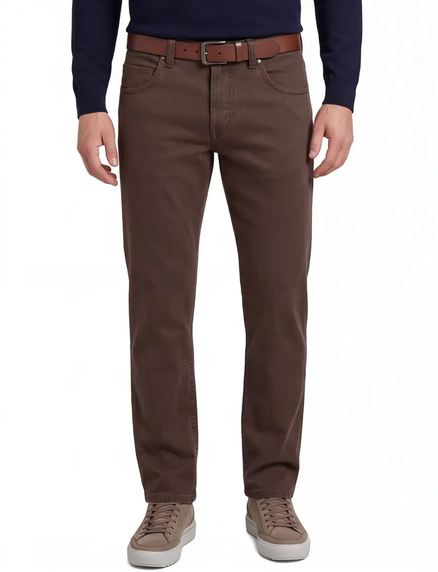 Gardeur jeans donkerbruin Bill effen katoen