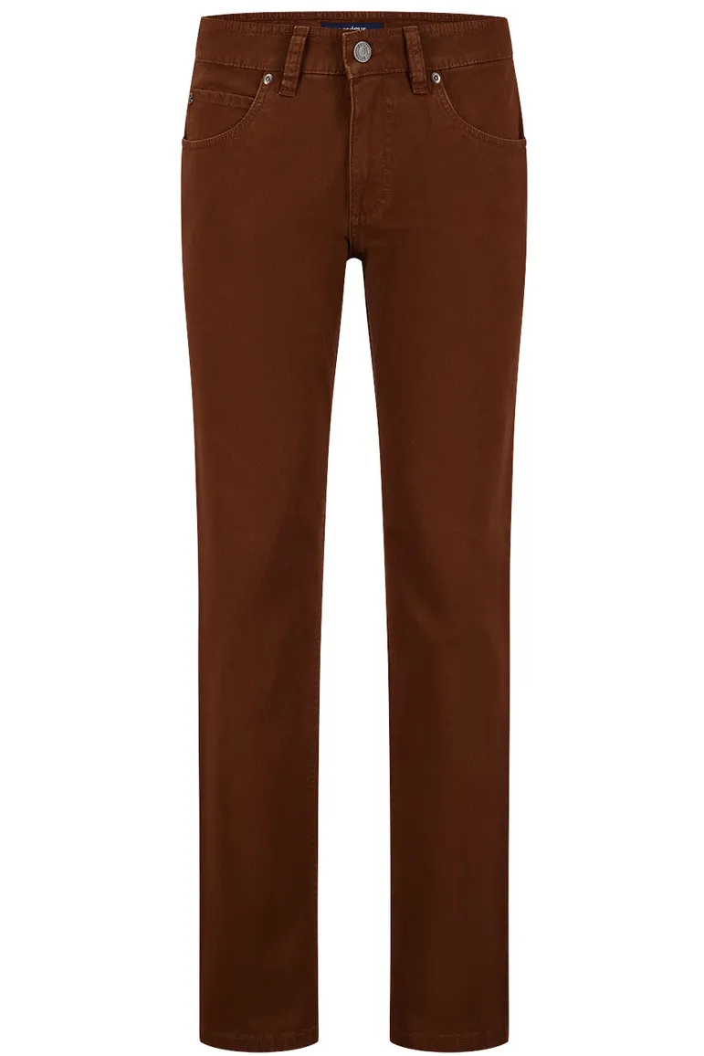 Gardeur jeans Bill bruin effen katoen