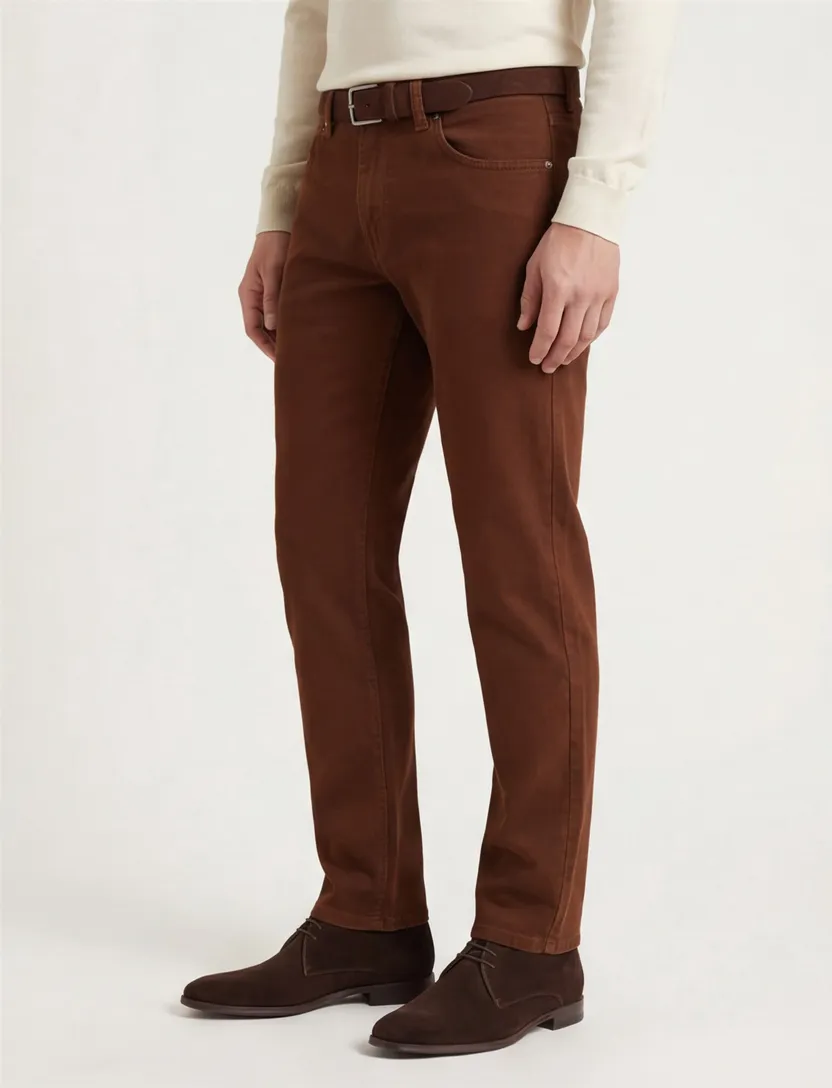 Gardeur jeans cognacbruin Bill effen katoen