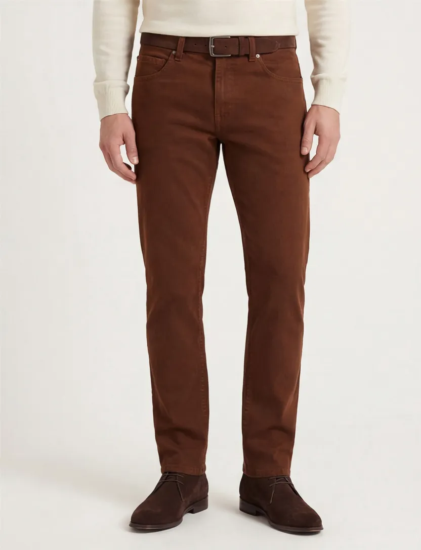 Gardeur jeans cognacbruin Bill effen katoen