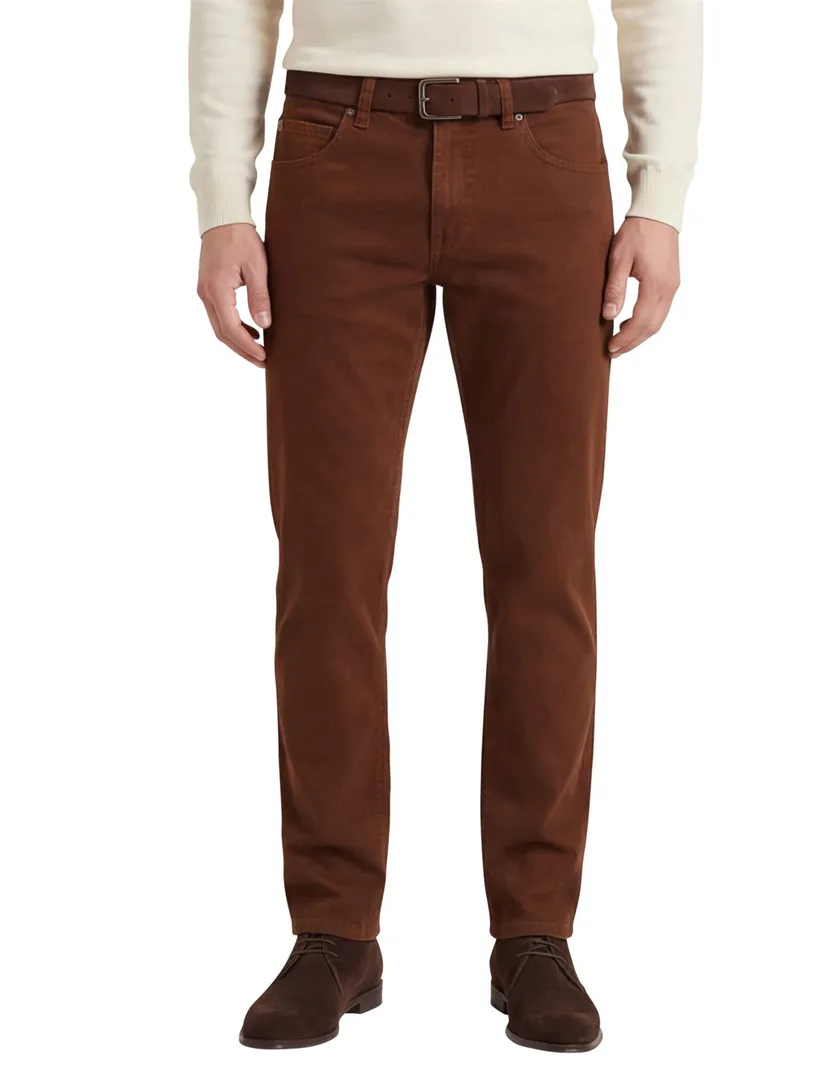 Gardeur jeans cognacbruin Bill effen katoen