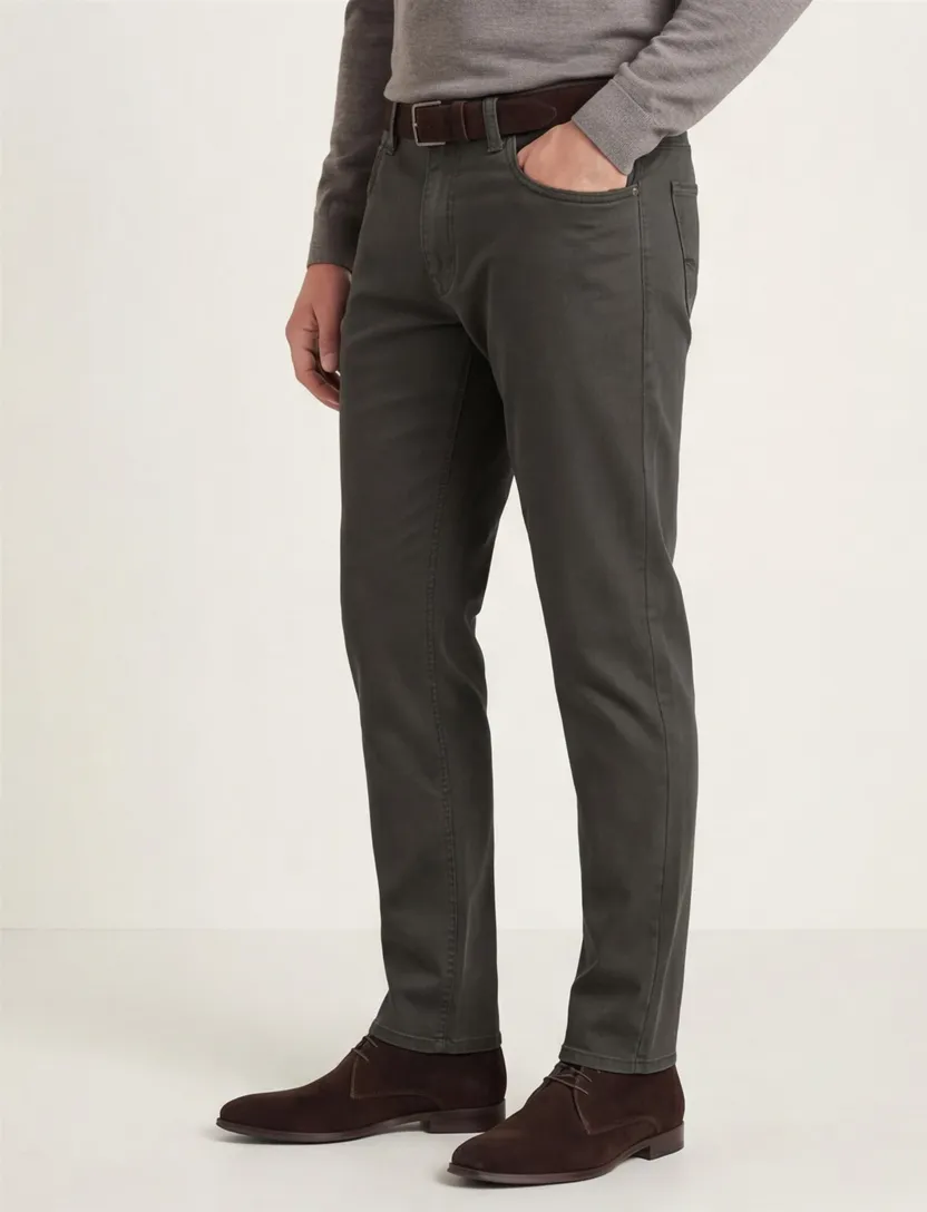 jeans Gardeur groen effen katoen Bill-3