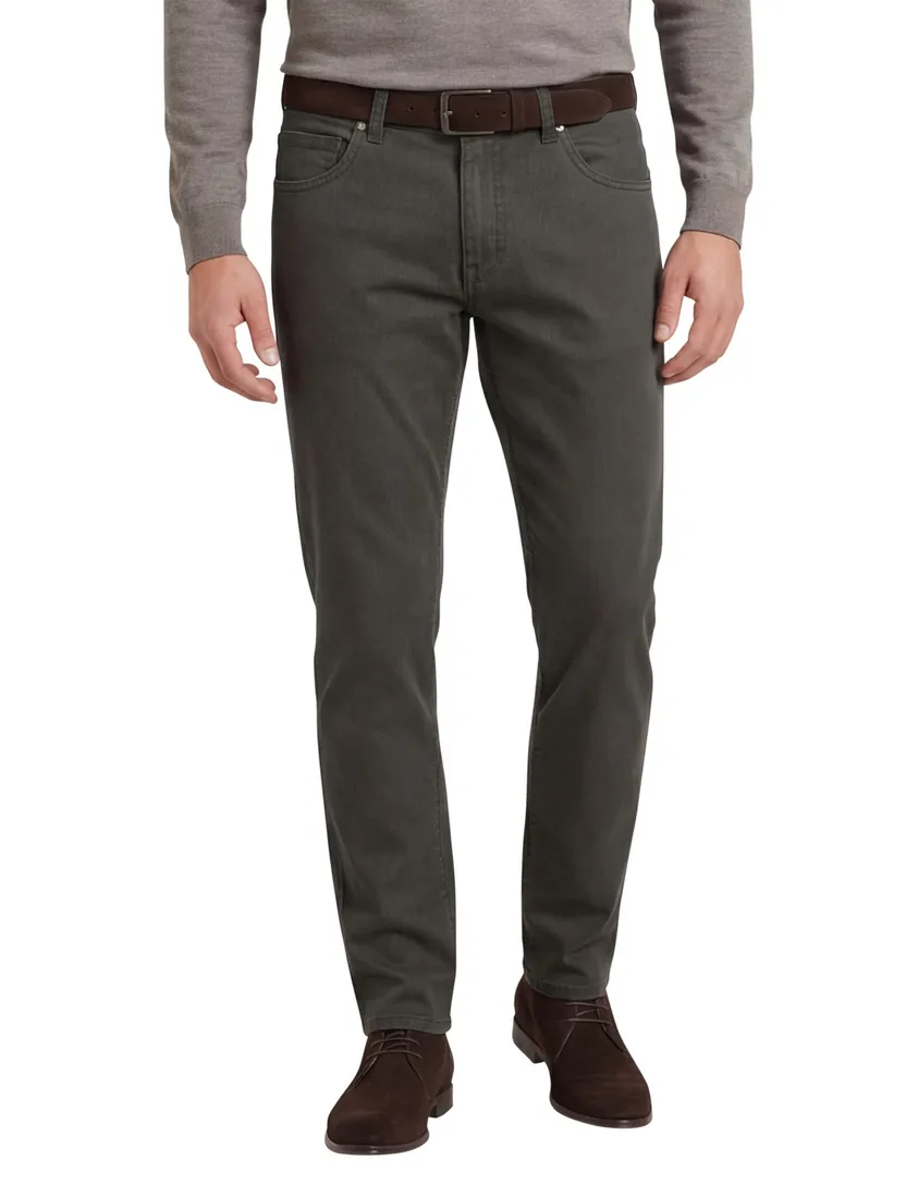 jeans Gardeur groen effen katoen Bill-3