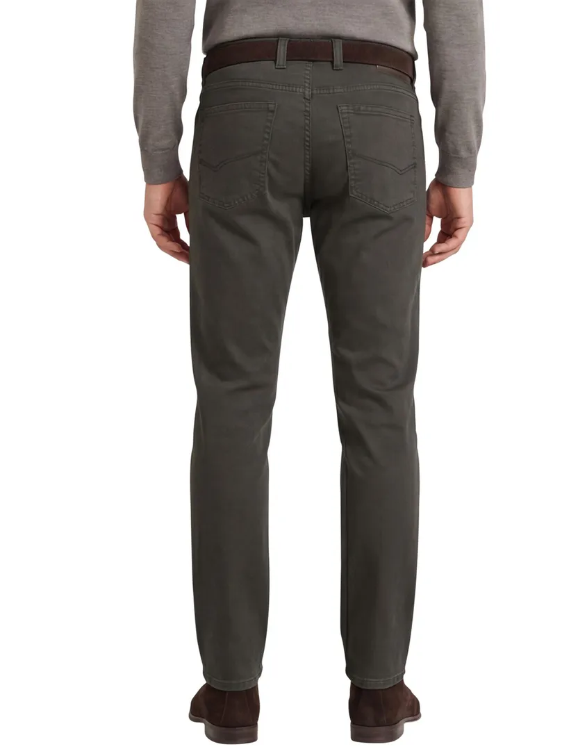 jeans Gardeur groen effen katoen Bill-3