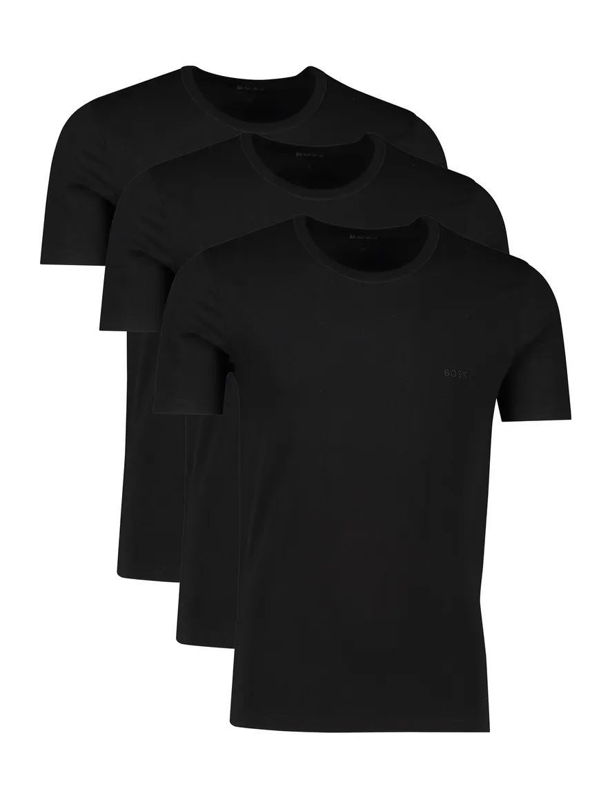 Boss TShirt RN Classic t-shirt zwart katoen 3-pack