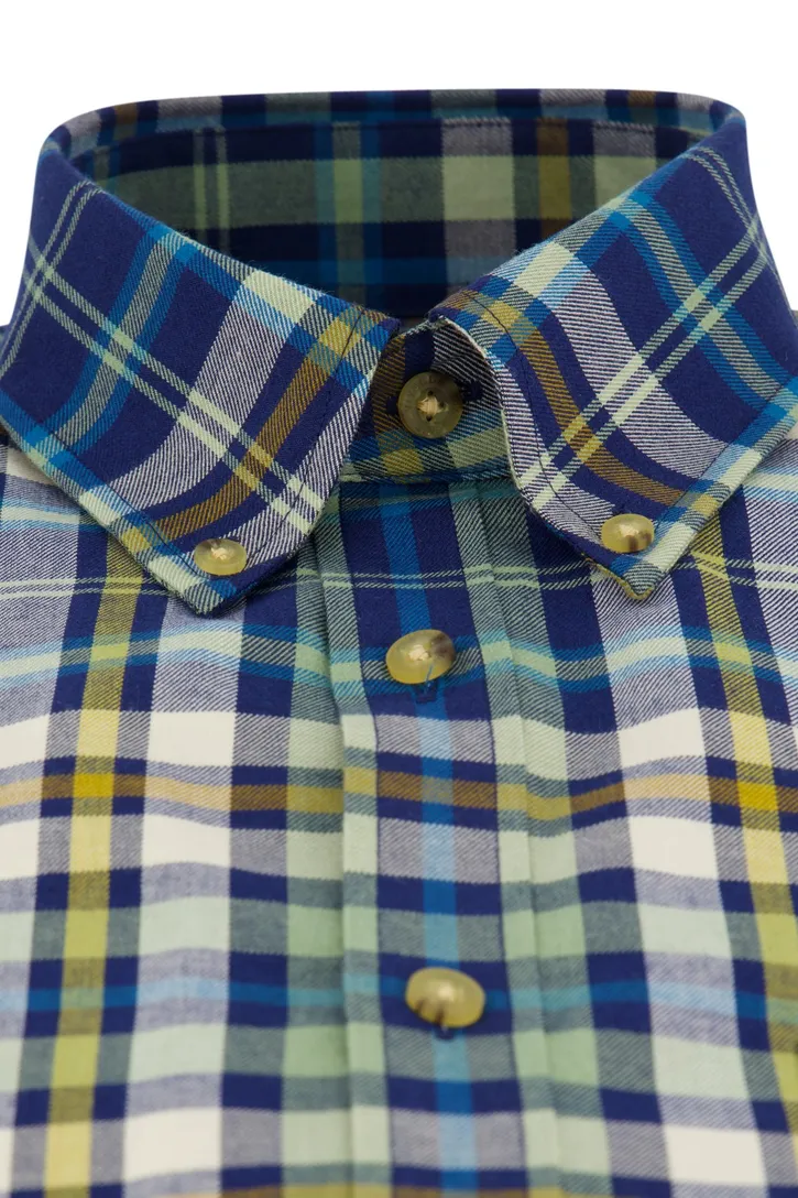 Viyella overhemd blauw geruit katoen