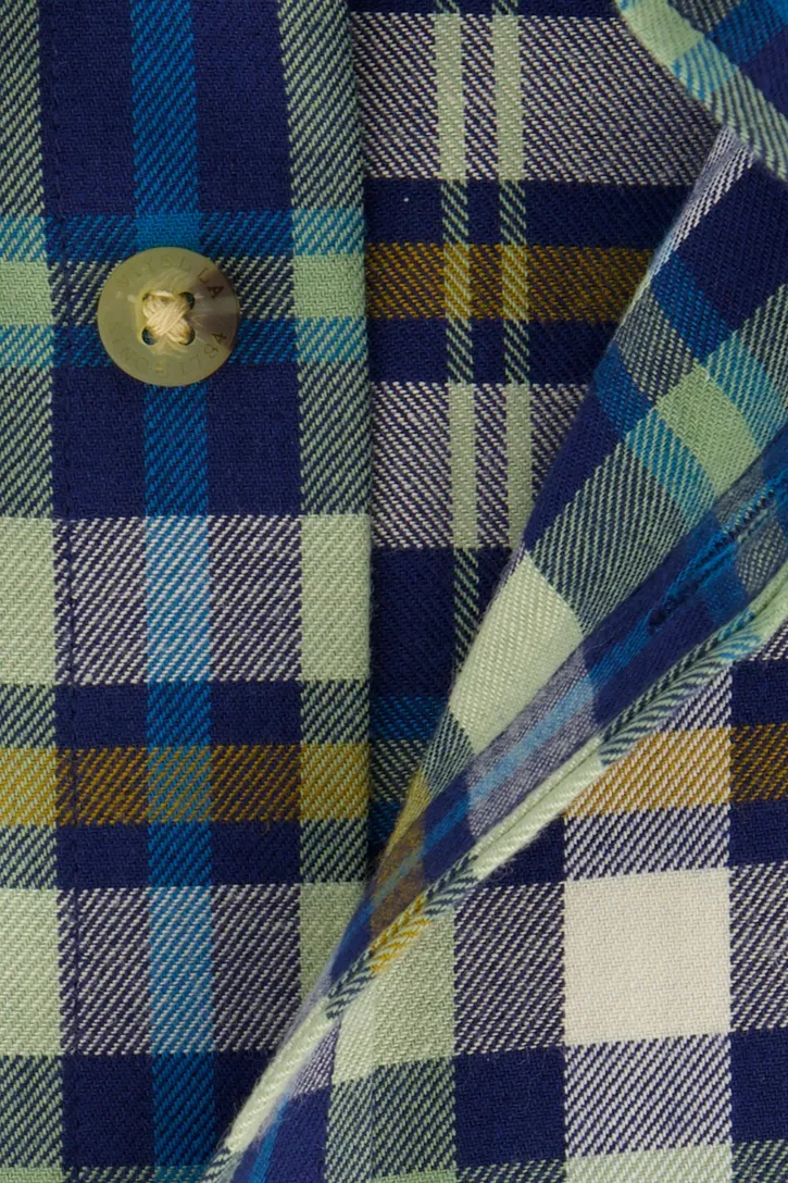 Viyella overhemd blauw geruit katoen