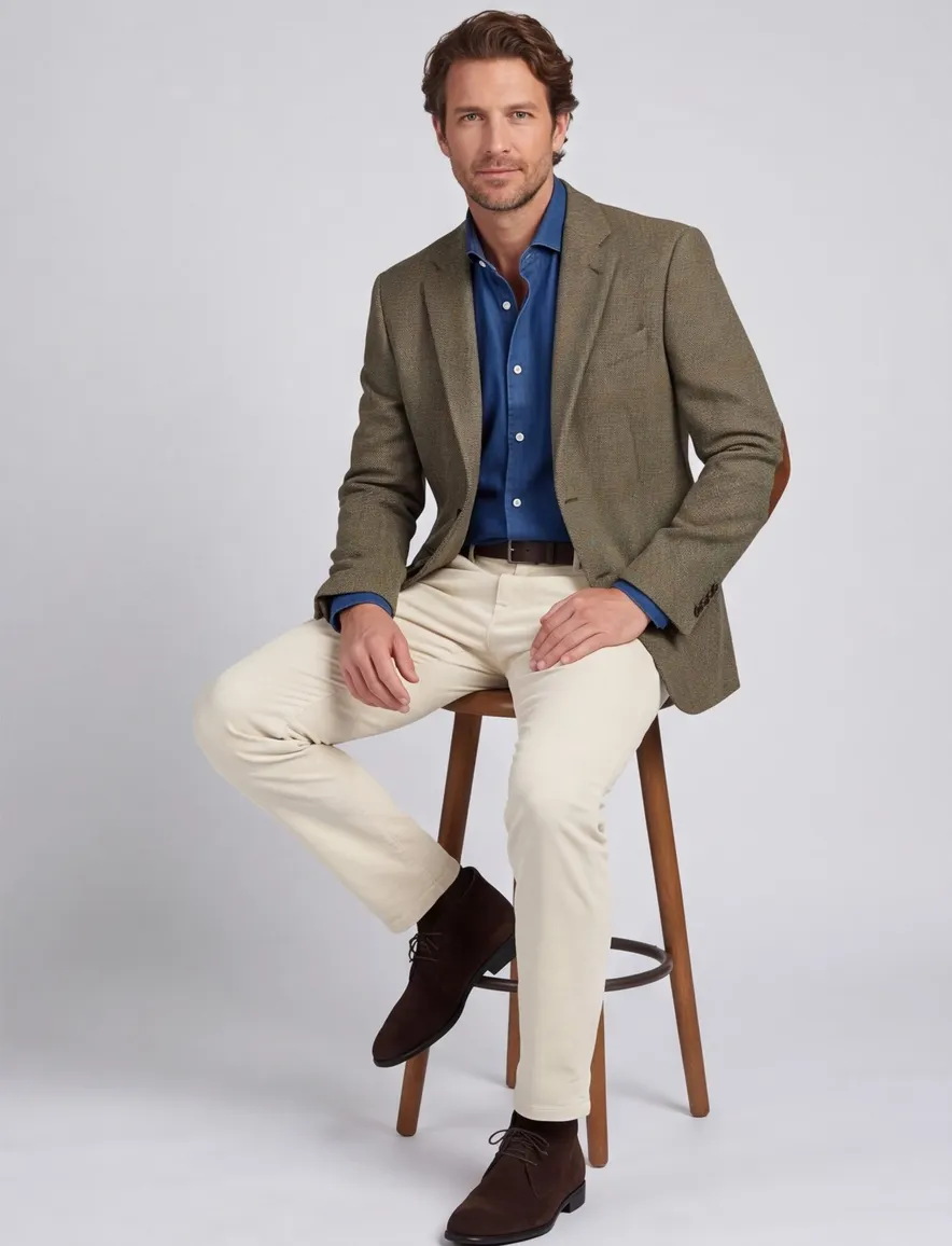 Wellington of Bilmore colbert khaki geruit wol normale fit London