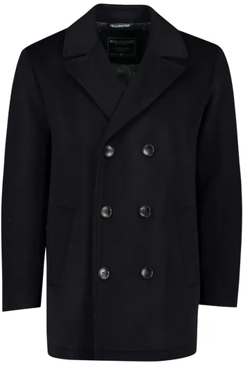 Wellington of Bilmore Wellington of Bilmore winterjas donkerblauw effen wol