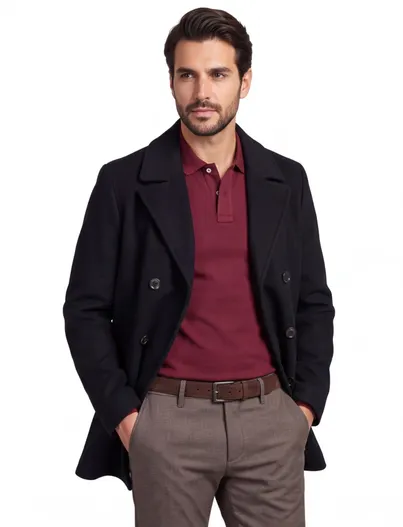Wellington of Bilmore Wellington of Bilmore winterjas donkerblauw effen wol