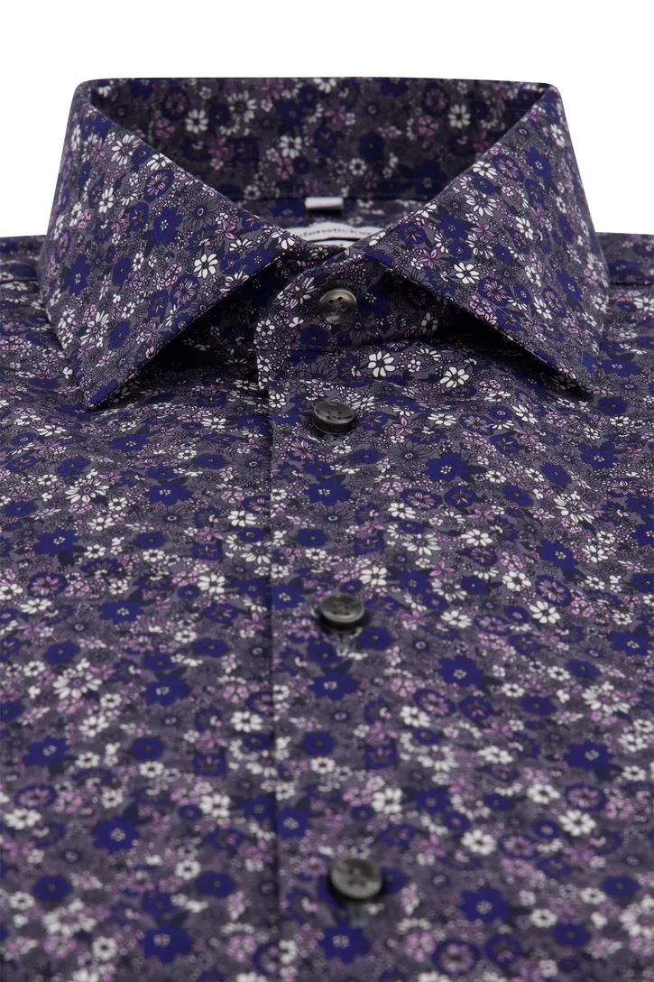 Seidensticker business overhemd Shaped Fit donkerblauw geprint 100% katoen