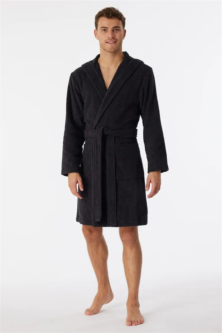 Schiesser badjas heren Essentials antraciet