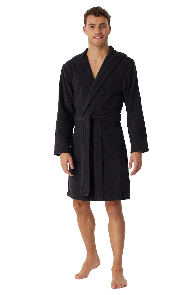 Schiesser badjas heren Essentials antraciet
