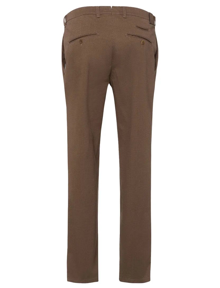 Brax katoenen broek FABIO structuur bruin gemêleerd