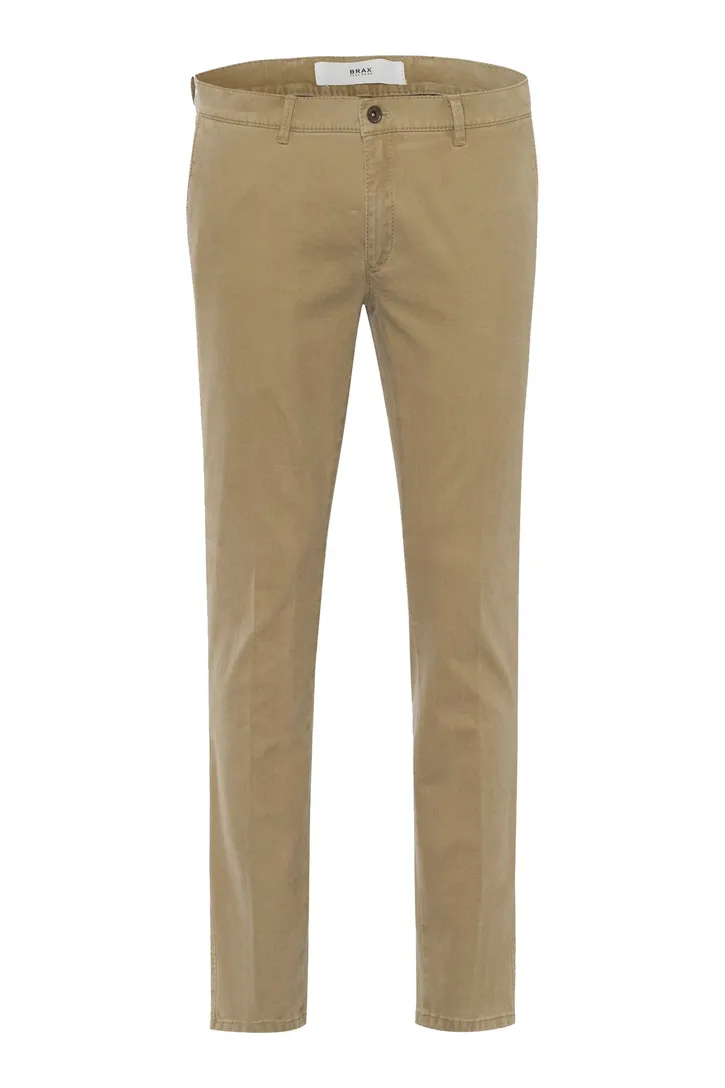 Brax chino beige effen katoen SILVIO bruine knoop