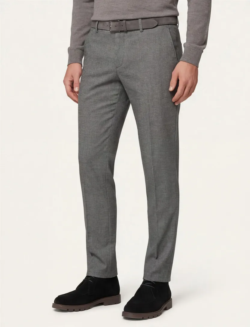 Brax katoenen broek grijs gemêleerd katoen
