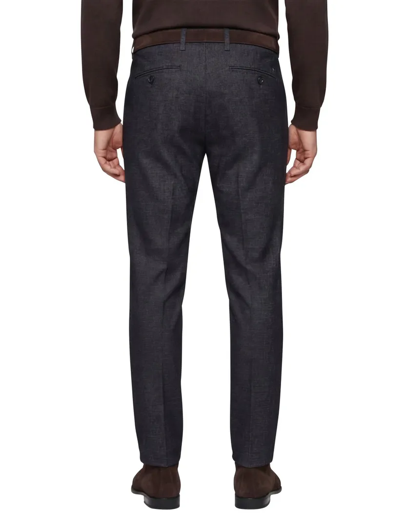 Brax katoenen broek Felix zwart gemêleerd modern fit