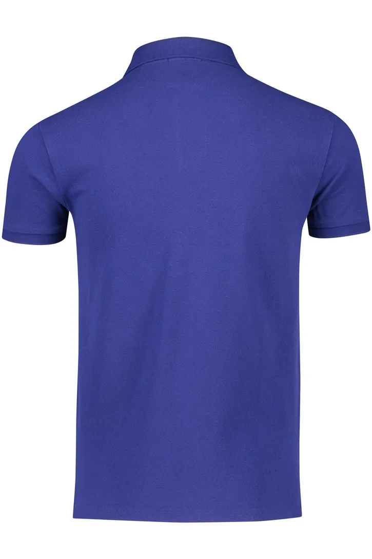 2 knoops Polo Ralph Lauren polo slim fit blauw effen katoen