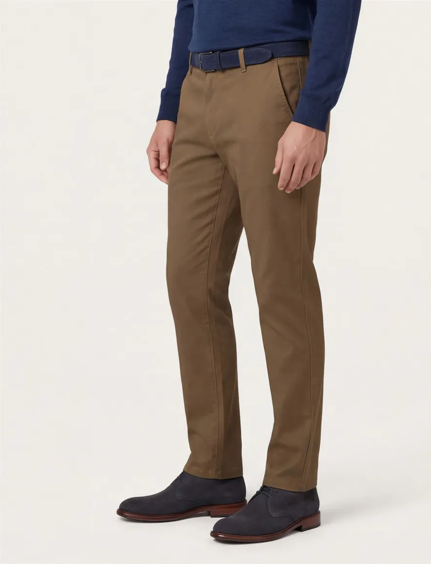 Eurex katoenen broek effen bruin