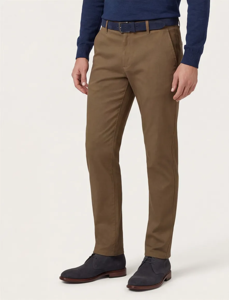 Eurex katoenen broek effen bruin