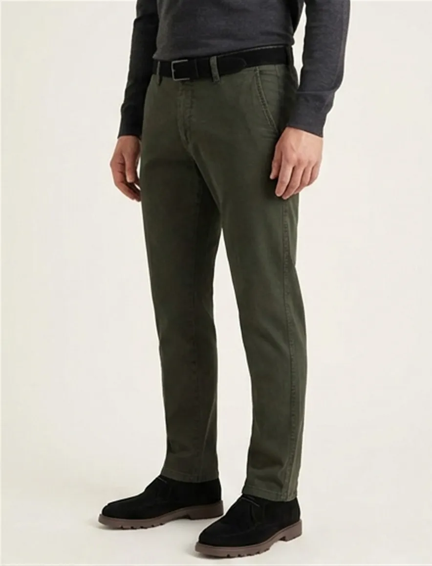 Eurex donkergroene chino Jim stretch