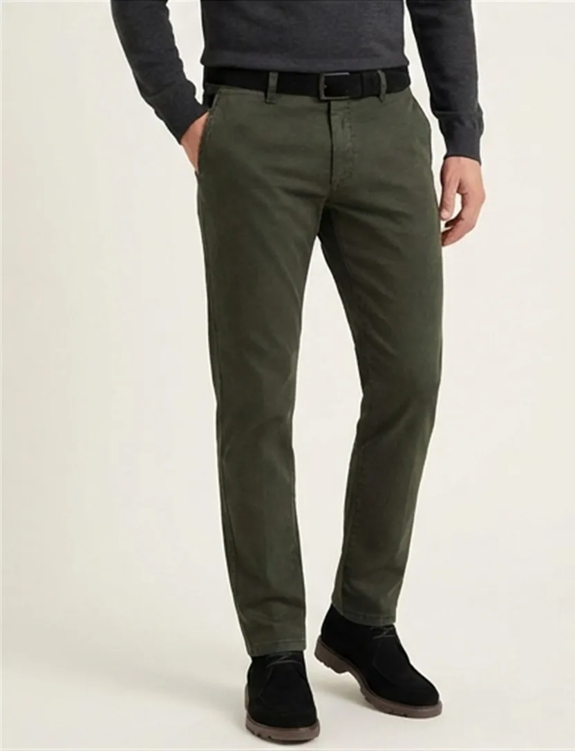donkergroene Eurex chino Jim stretch