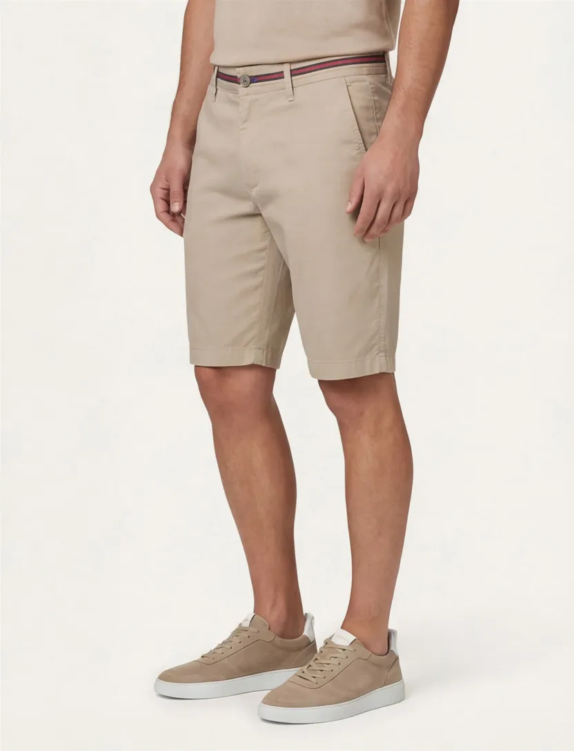 Portofino korte broek beige katoen bermuda slim fit