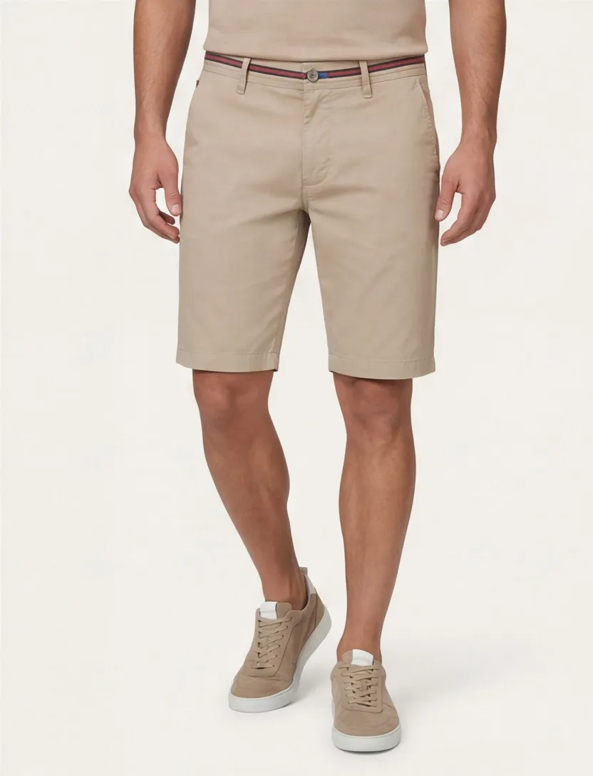 Portofino korte broek beige katoen bermuda slim fit