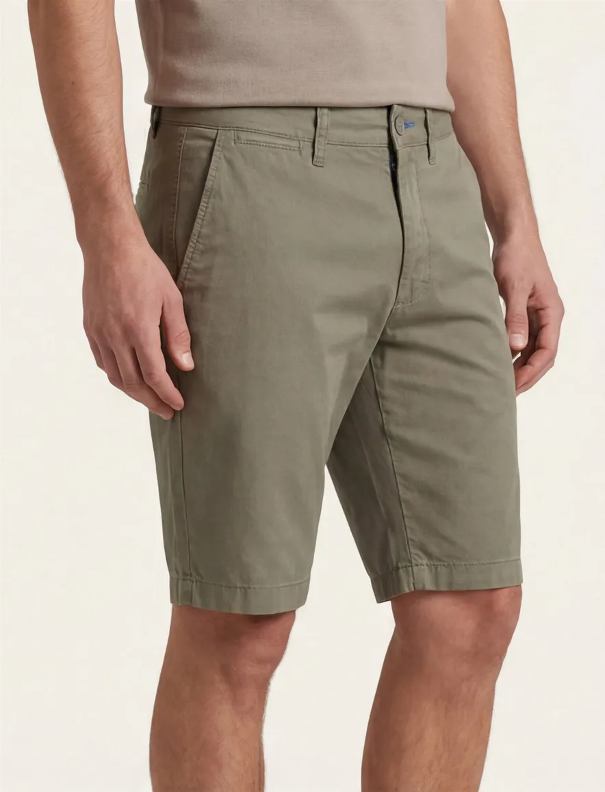 Katoenen Portofino bermuda Koke Como khaki slim fit