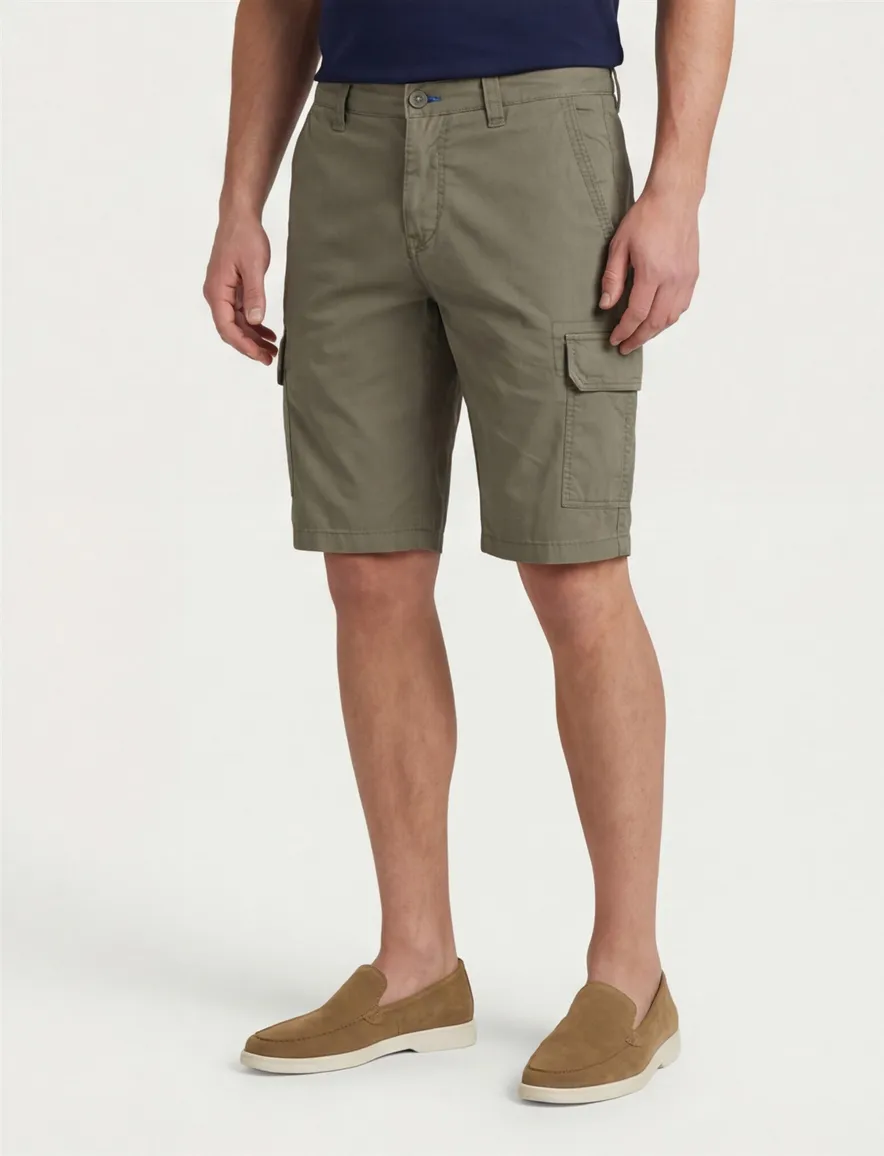 Katoenen Portofino bermuda donkergroen Mane Latina slim fit