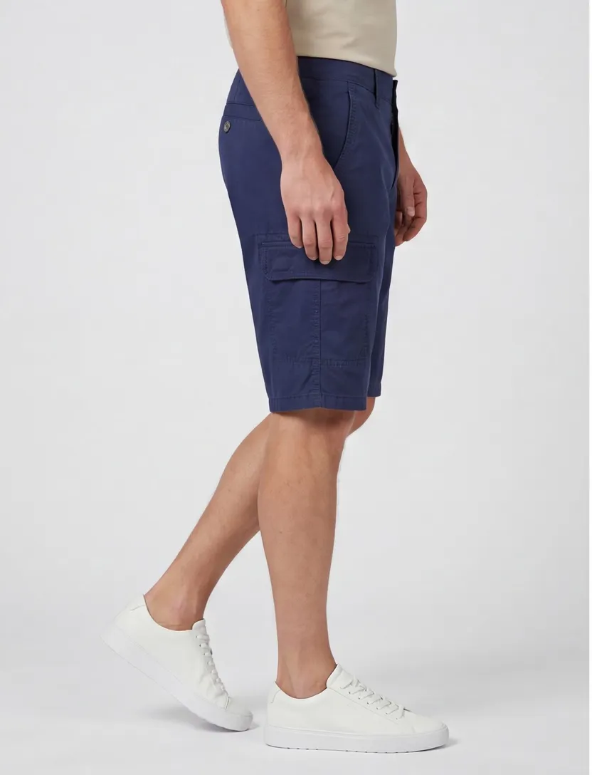 katoenen Portofino korte broek effen donkerblauw