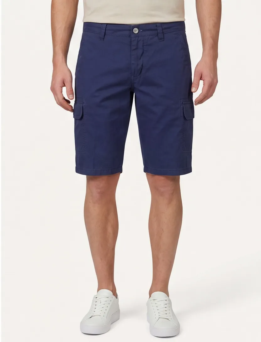 katoenen Portofino korte broek effen donkerblauw