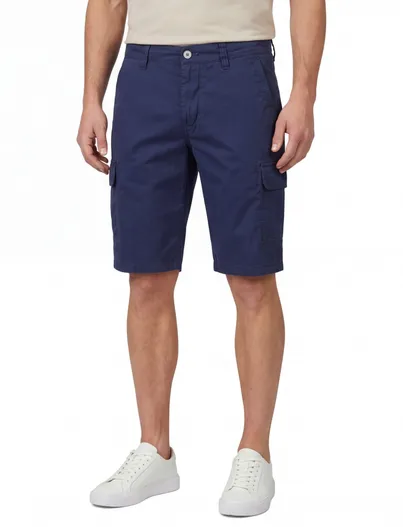 Portofino katoenen Portofino korte broek effen donkerblauw