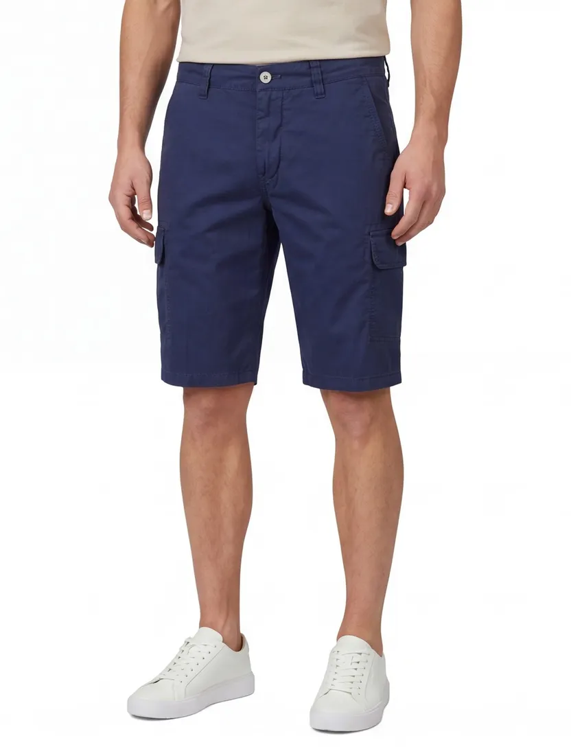 katoenen Portofino korte broek effen donkerblauw
