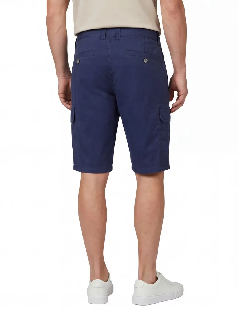 katoenen Portofino korte broek effen donkerblauw