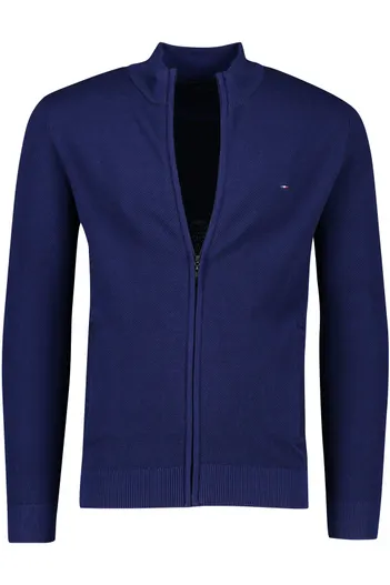 Portofino Portofino vest blauw rits effen katoen logo
