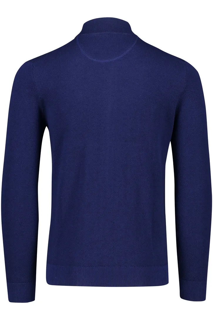 Portofino vest heren blauw rits effen 100% katoen