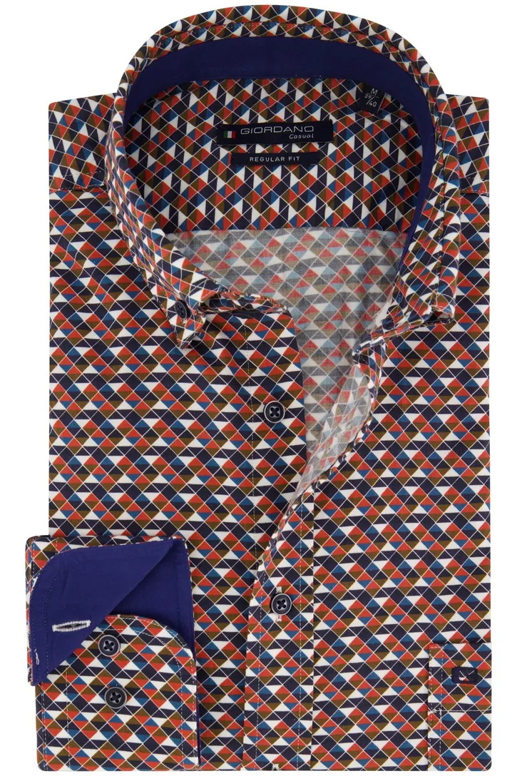 Giordano wijde fit casual overhemd rood geprint katoen