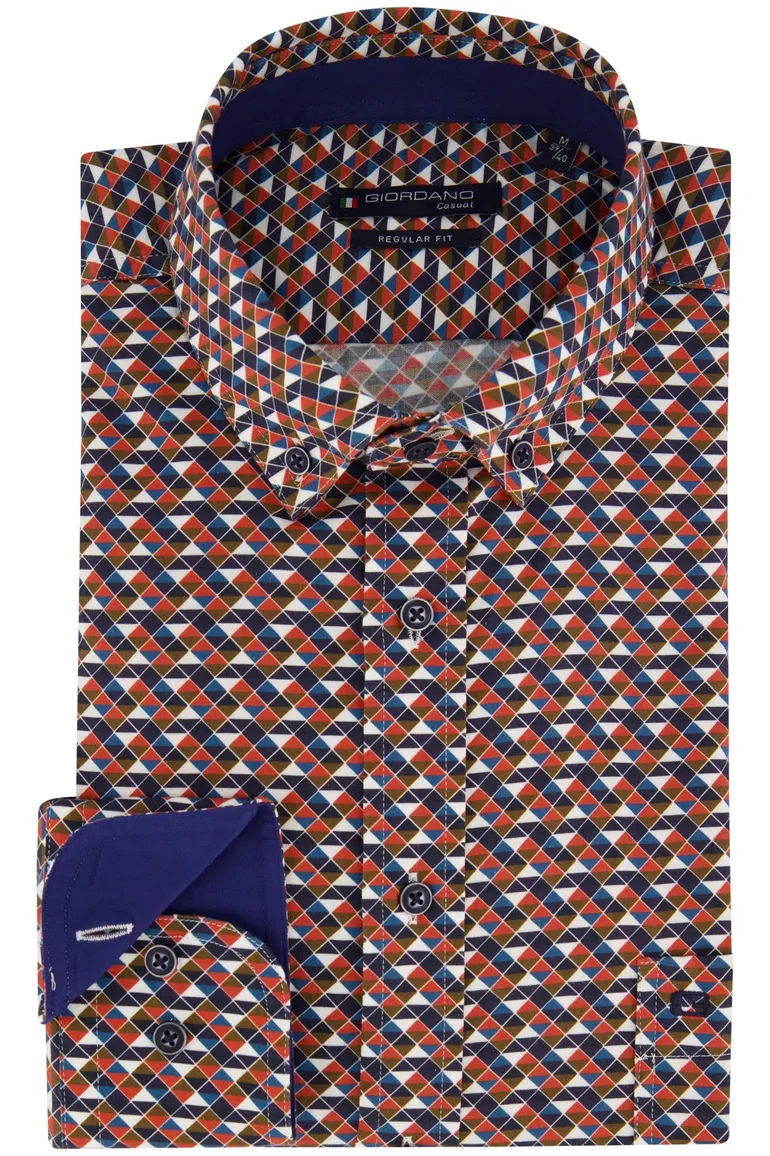 Giordano rood geprint casual overhemd wijde fit katoen